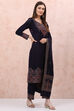 Navy Blue Art Silk Straight Suit Set image number 6