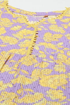 Lavender Cotton Blend Woven Straight Kurta Suit Set image number 1