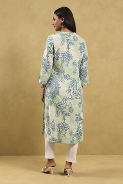 Sage Green Viscose Rayon Printed Straight Kurta image number 3