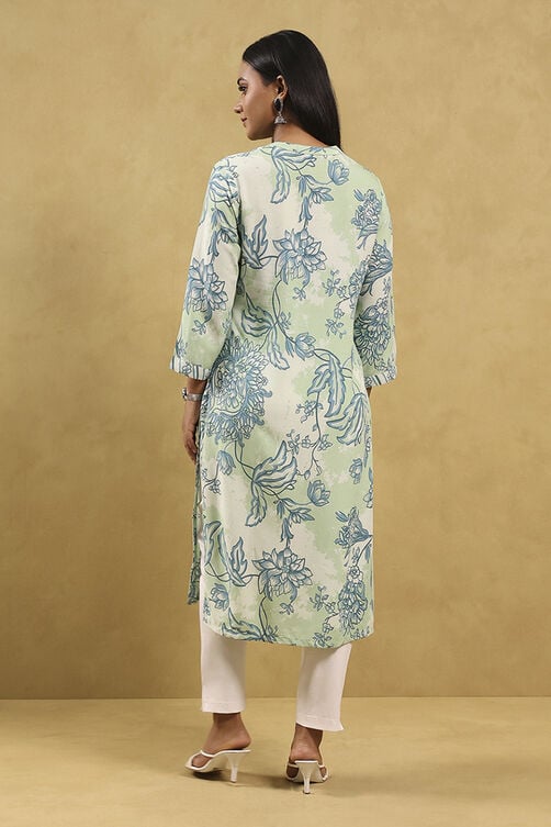 Black Viscose Rayon Printed Straight Kurta image number 3