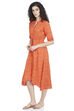 Orange A Line Cotton Dress image number 2