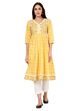 Yellow Kalidar Cotton Kurta image number 0