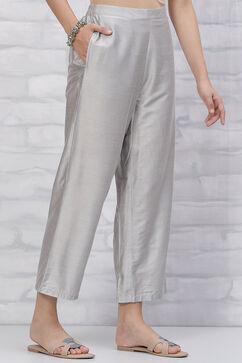 Silver Art Silk Palazzo Pants image number 3