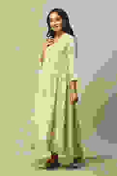 White Viscose Asymmetric Printed Dress image number 2