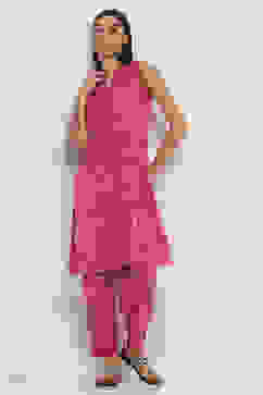 Fuschia Cotton Straight SET image number 0