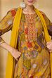Yellow Viscose Blend Straight Printed Suit Set image number 1