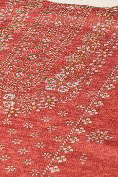 Red Acrylic Straight Printed Kurta image number 1
