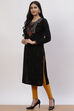 Black Acrylic Straight Kurta image number 2