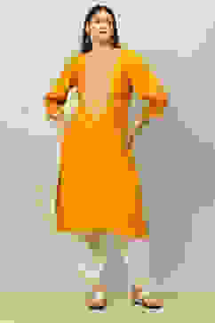 Yellow Viscose Blend Straight Kurta image number 0