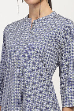 Indigo Printed Straight Kurta image number 1
