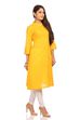 Yellow Straight Cotton Kurta image number 2