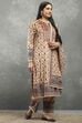 Beige Polyester Printed Straight Suit Set image number 5
