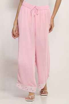 Pink Polyester Palazzos image number 4