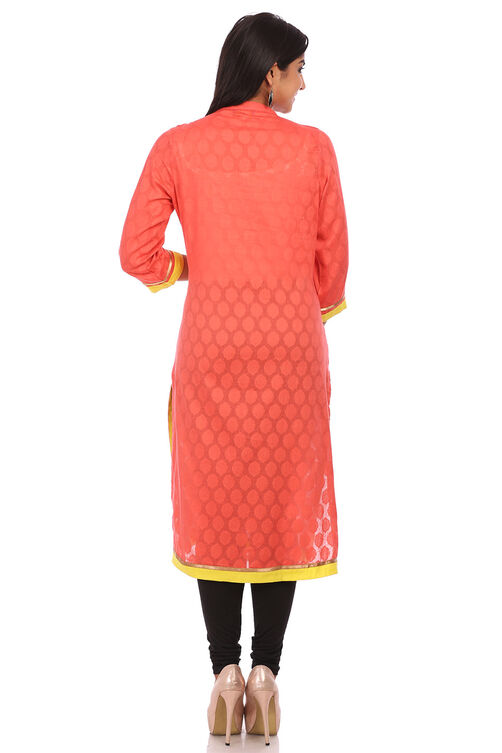 Pink Cotton Kalidar Kurta image number 1