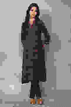 Navy Blue Viscose Polyester A-line & Kalidar Kurtas image number 0