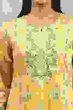 Yellow Viscose Blend Printed Straight Top image number 1