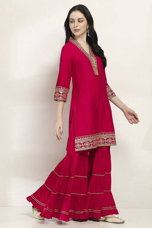 Red Viscose Straight SET image number 5