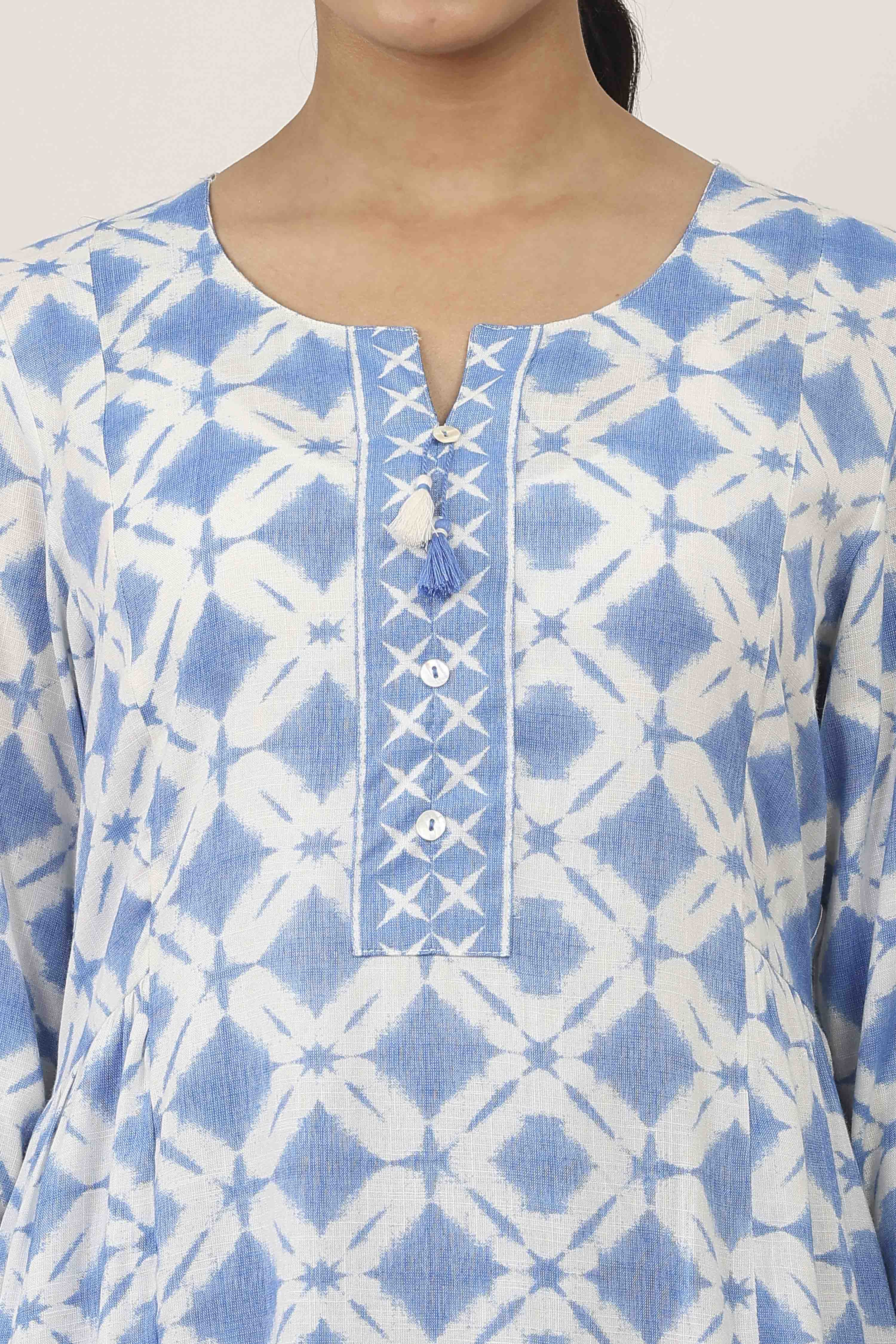 Blue Viscose Polyester Viscose Rayon Kurta Pants Set image number 1