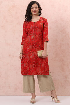 Rust LIVA Straight Kurta image number 5