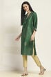 Green Viscose Blend Printed Straight Kurta image number 2