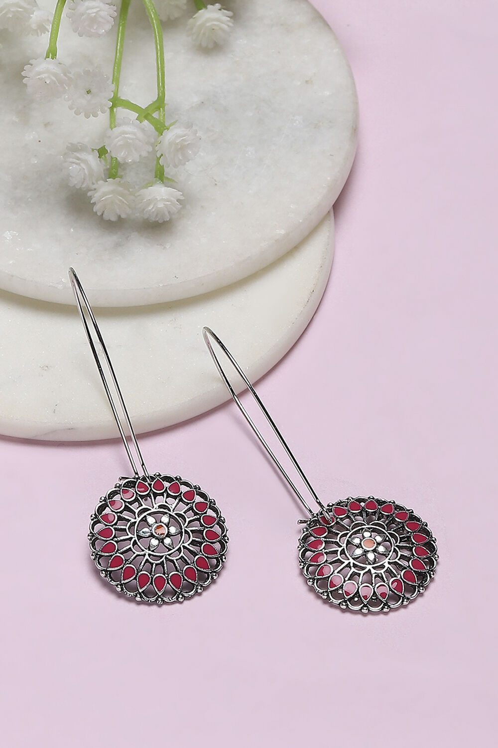 Pink Oxidize Alloy Danglers image number 0