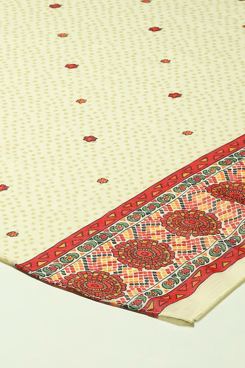 Ecru Polyester Printed Dupatta image number 1