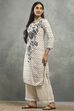 Off White Viscose Straight Kurta Pants Set image number 3
