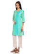 Mint Green Straight Cotton Kurta image number 2