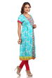 Turquoise Flared Cotton Kurta image number 3