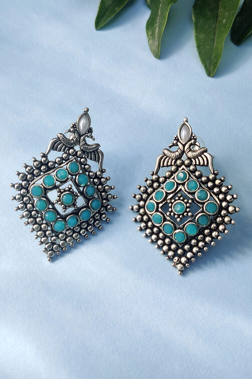 Light Blue Metal Brass Earrings image number 0