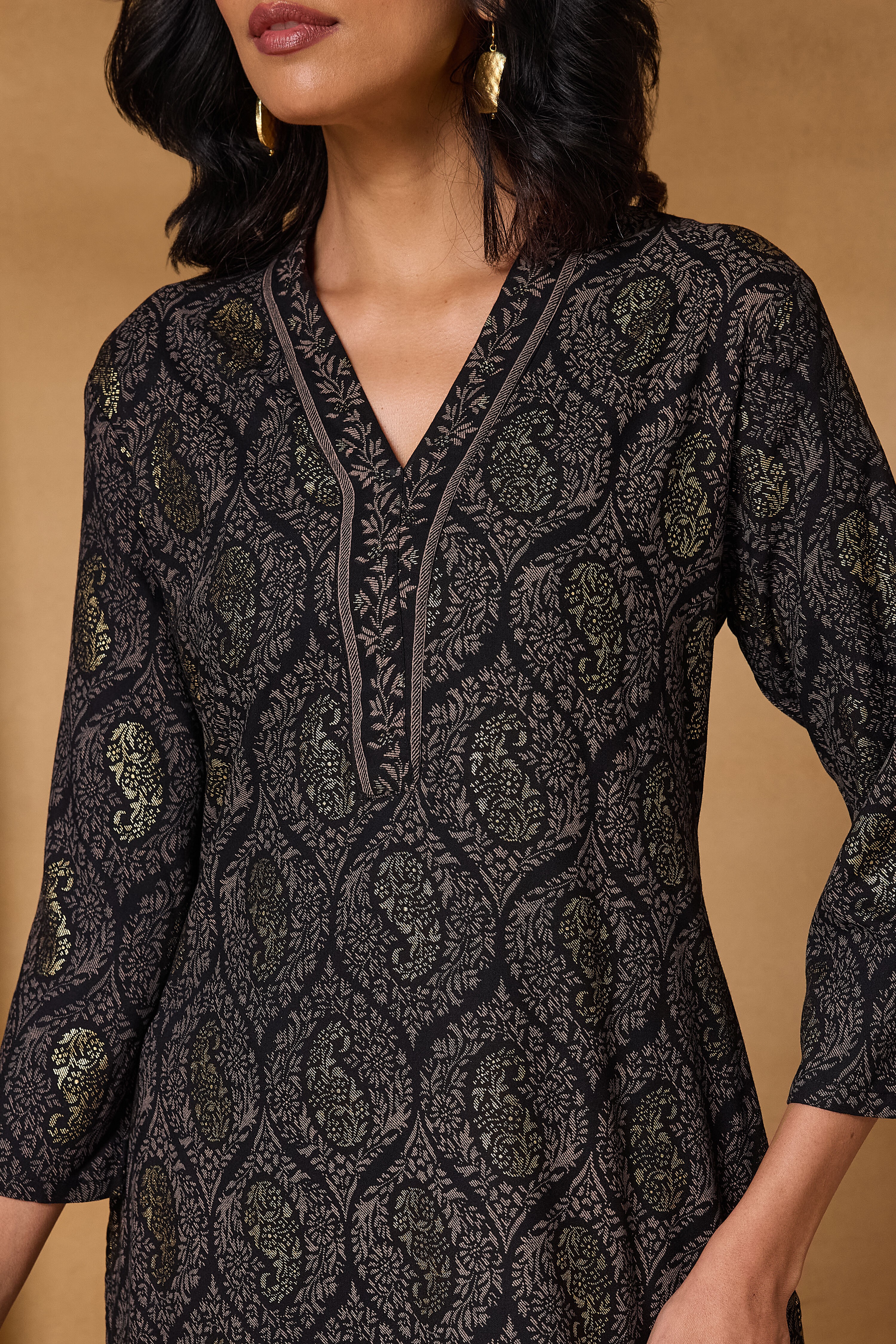 Red Printed Viscose Rayon Straight Kurta image number 1