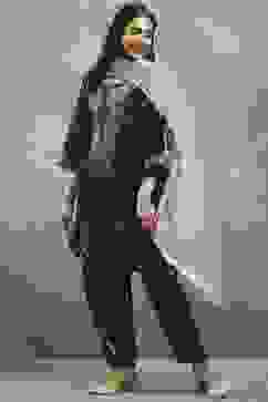 Olive Polyester Embroidered Straight Suit Set image number 3