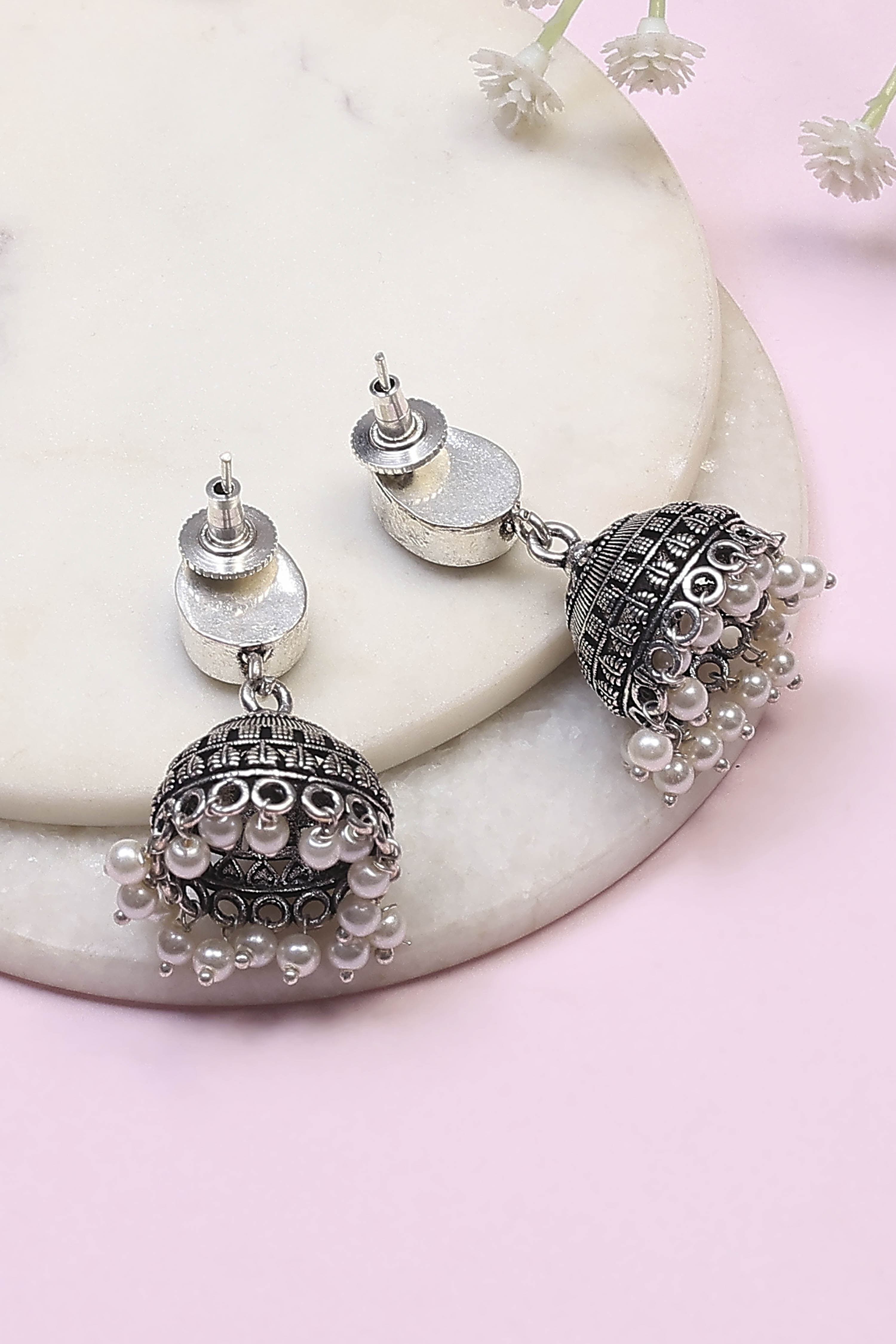 Navy Brass Jhumka image number 2