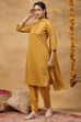 Yellow Viscose Rayon Straight Printed  image number 3