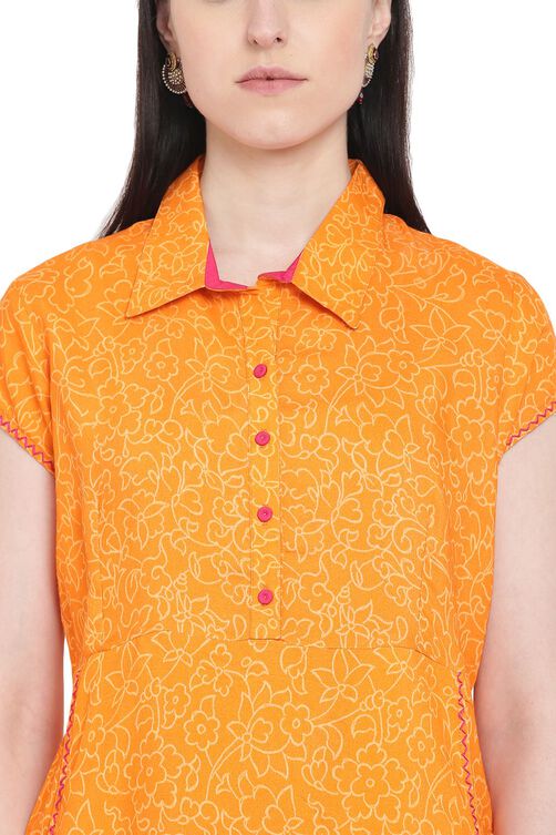 Orange Viscose Straight Kurta image number 1