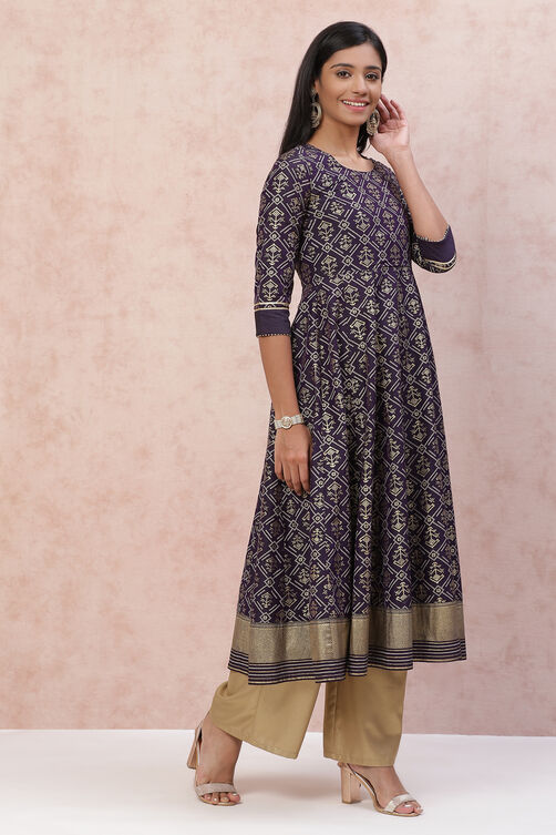 Blue Art Silk Kalidar Kurta Dress image number 3