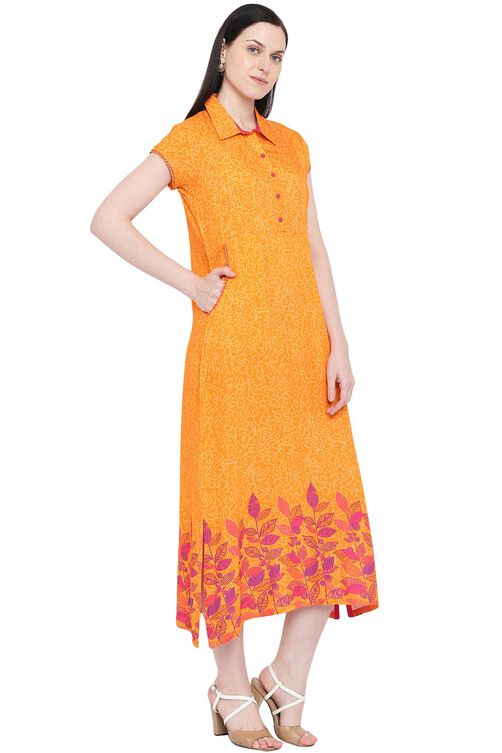 Orange Viscose Straight Kurta image number 3