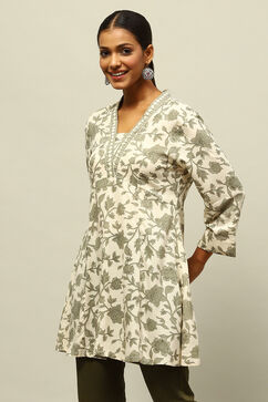White Rayon Printed Straight Top image number 2