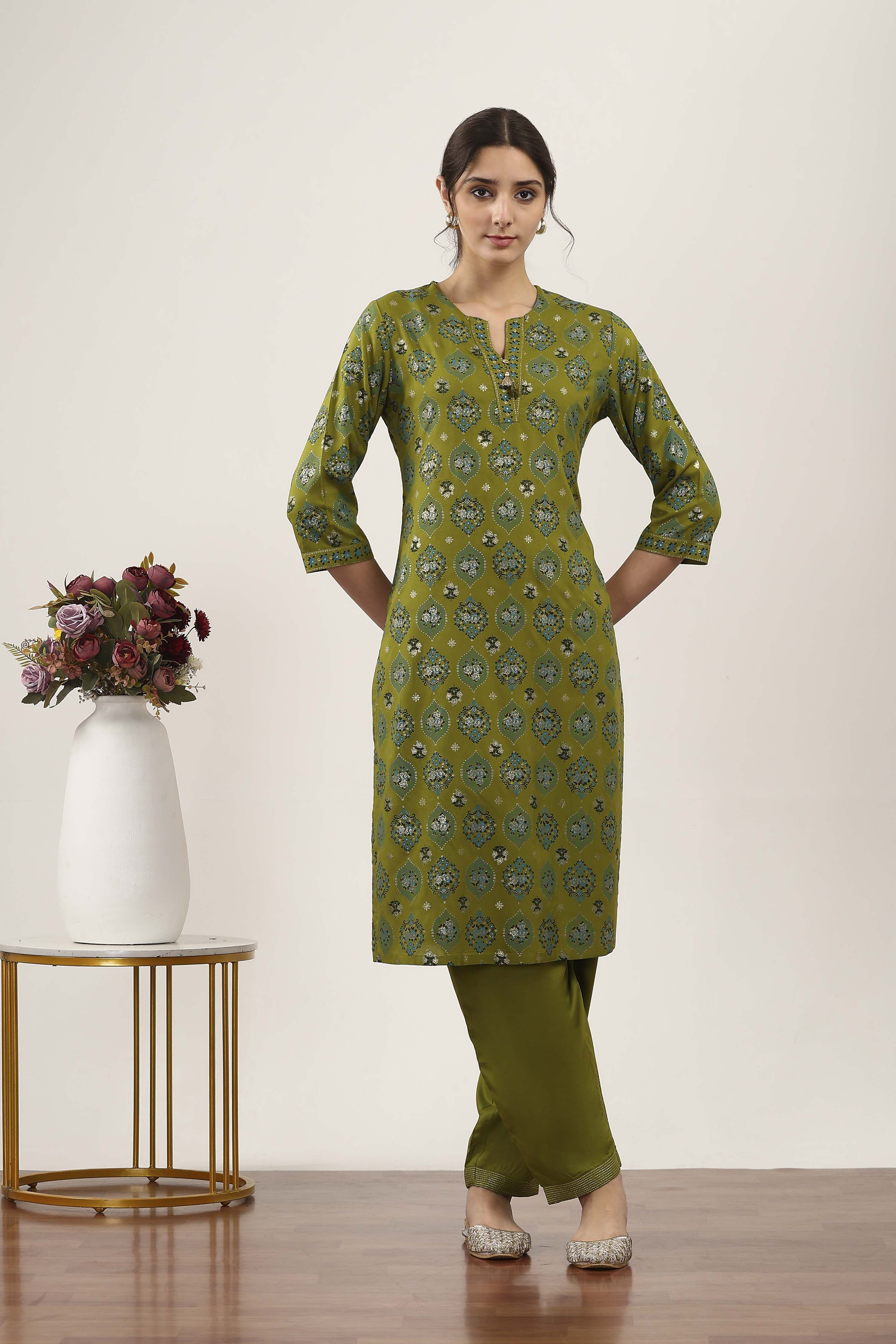 Blue Rayon Viscose Rayon Kurta Pants Set image number 6