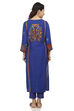 Blue Straight Viscose Kurta image number 4