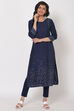 Navy Blue Viscose Rayon Straight Kurta image number 0