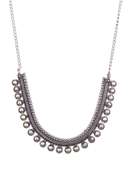 Silver Metal Brass Necklace image number 1