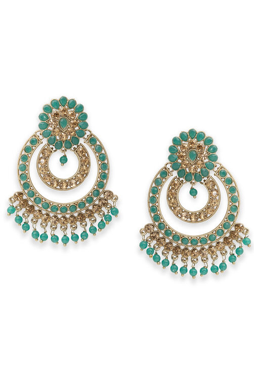 Green Metal Brass Earring image number 0