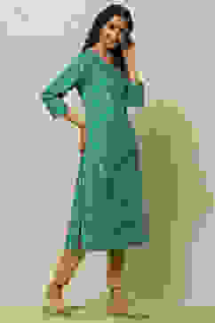 Green Viscose Printed Straight Kurta image number 4
