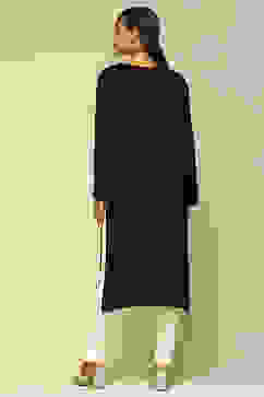 Black Acrylic Straight Kurta image number 3
