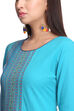 Turquoise Straight Cotton Kurta image number 1