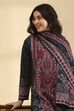 Black Polyester Printed Straight Suit Set image number 1