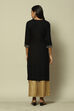 Black LIVA Straight Printed Kurta image number 4