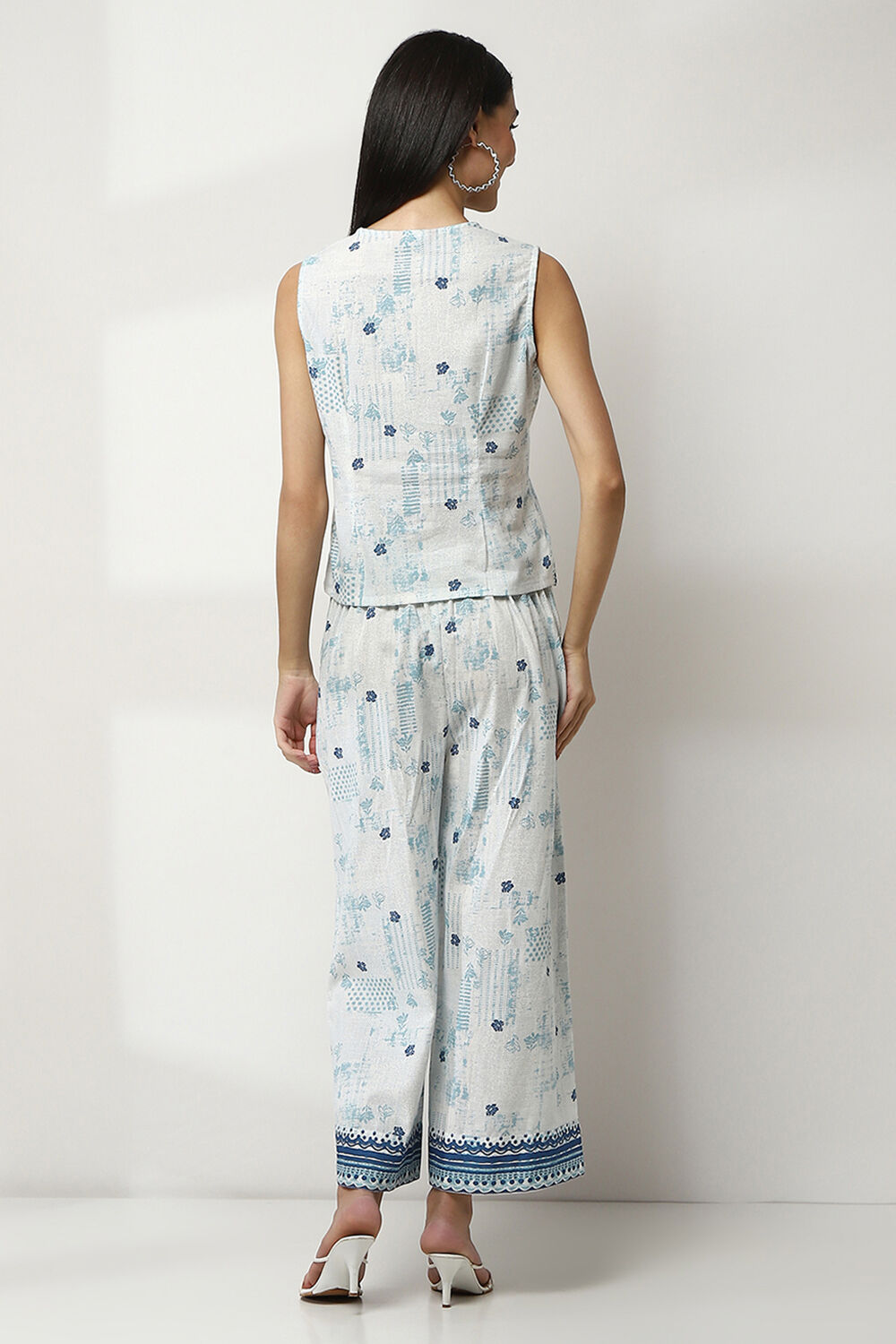 Blue Cotton Printed Co-ord Set image number 4