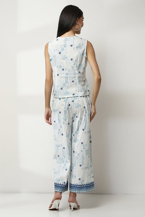 Blue Cotton Printed Co-ord Set image number 4
